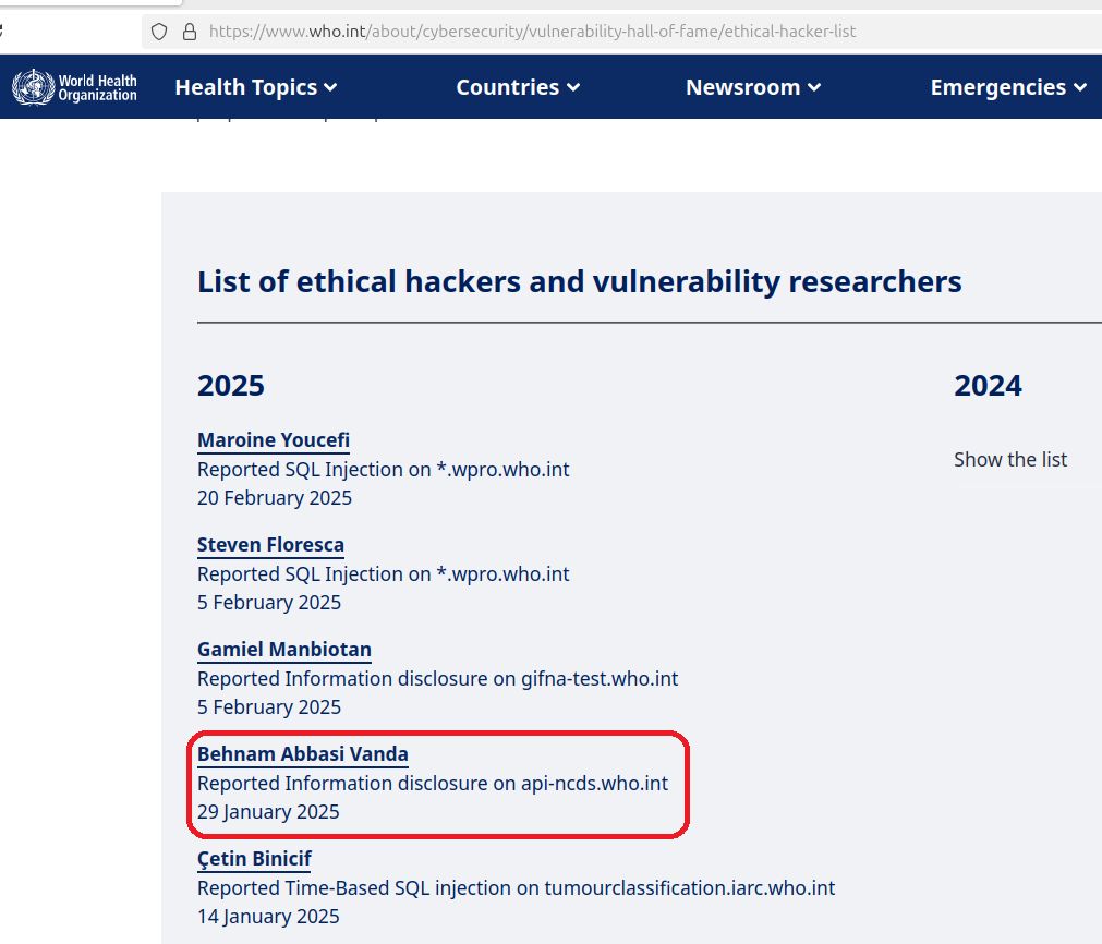 WHO Cybersecurity Recognition
